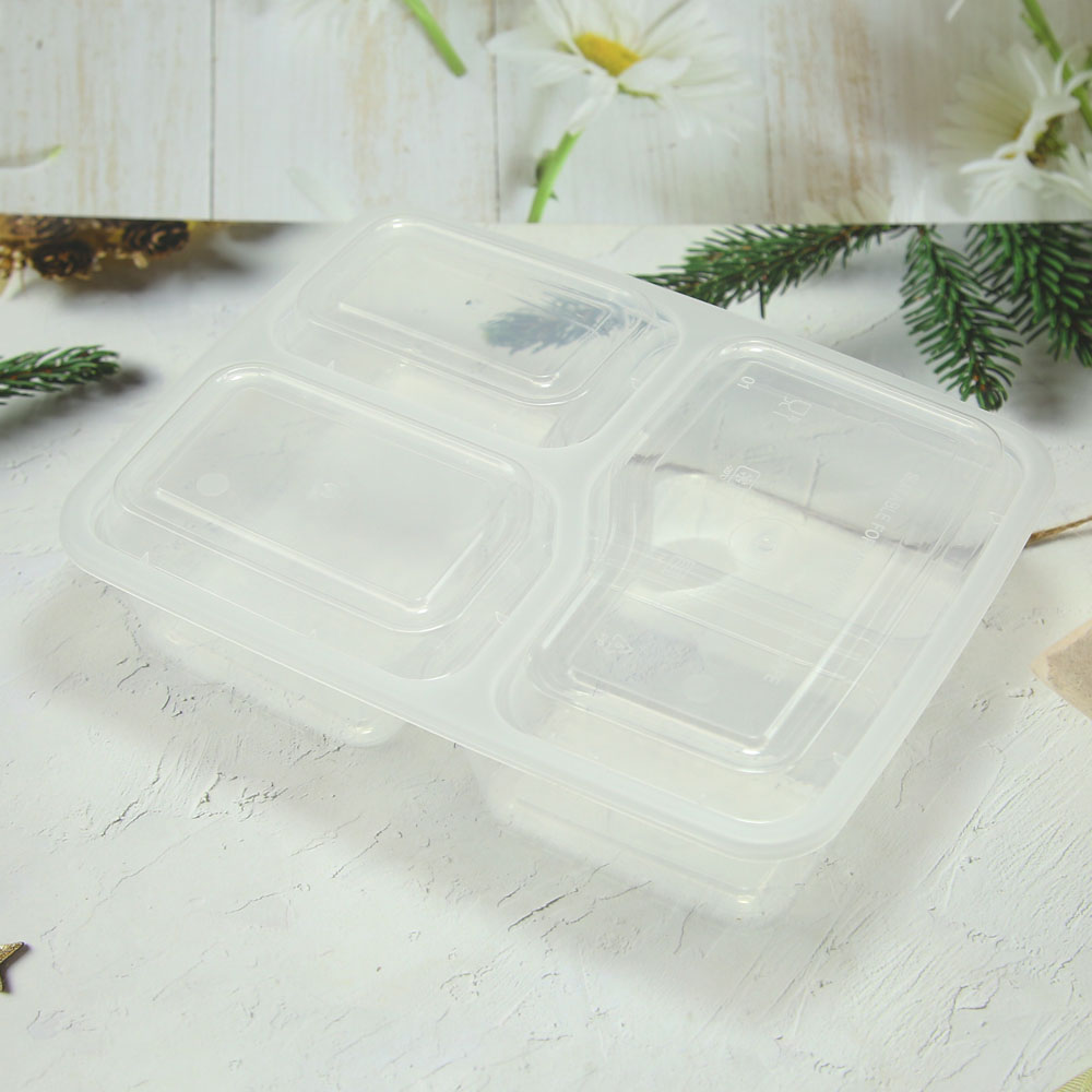 Quality Inspection for Wooden Sushi Plate - Disposable plastic fast food PP 3 compartments container  – Globalink