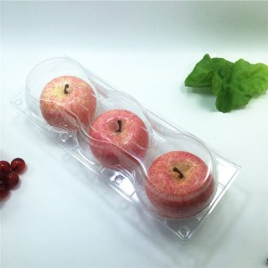 Plastic disposable PET clear fruit packaging container for 3pcs apple