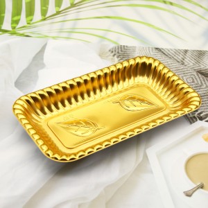 Gold color plastic disposable sushi tray