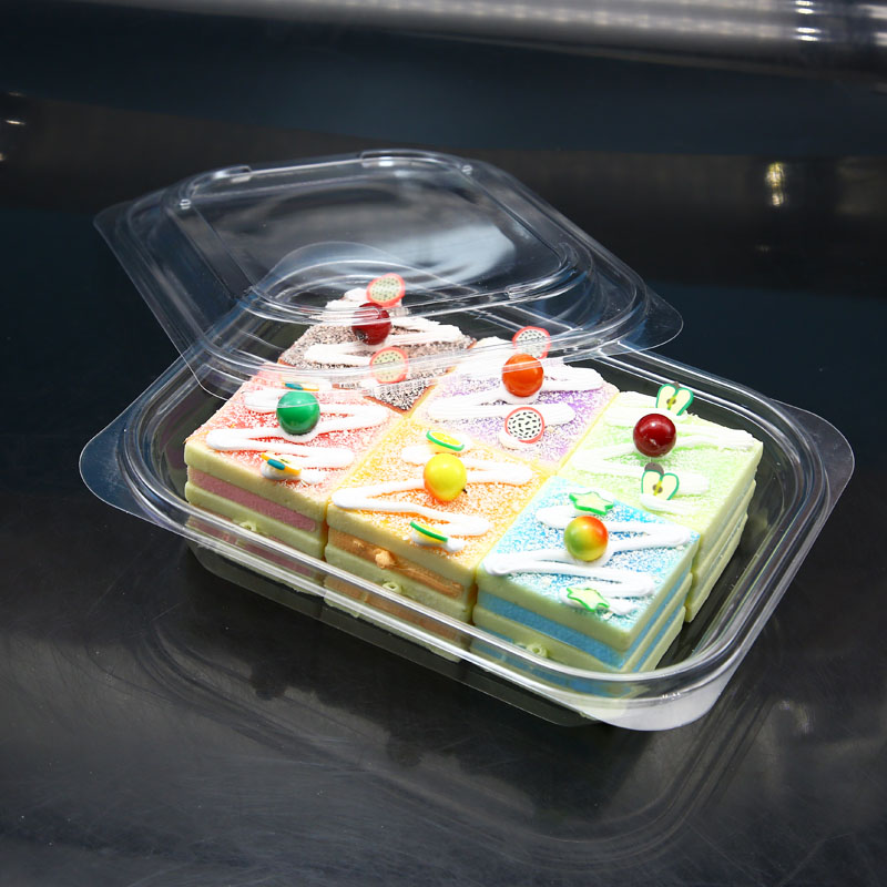 Rectangle plastic cake container blister packaging