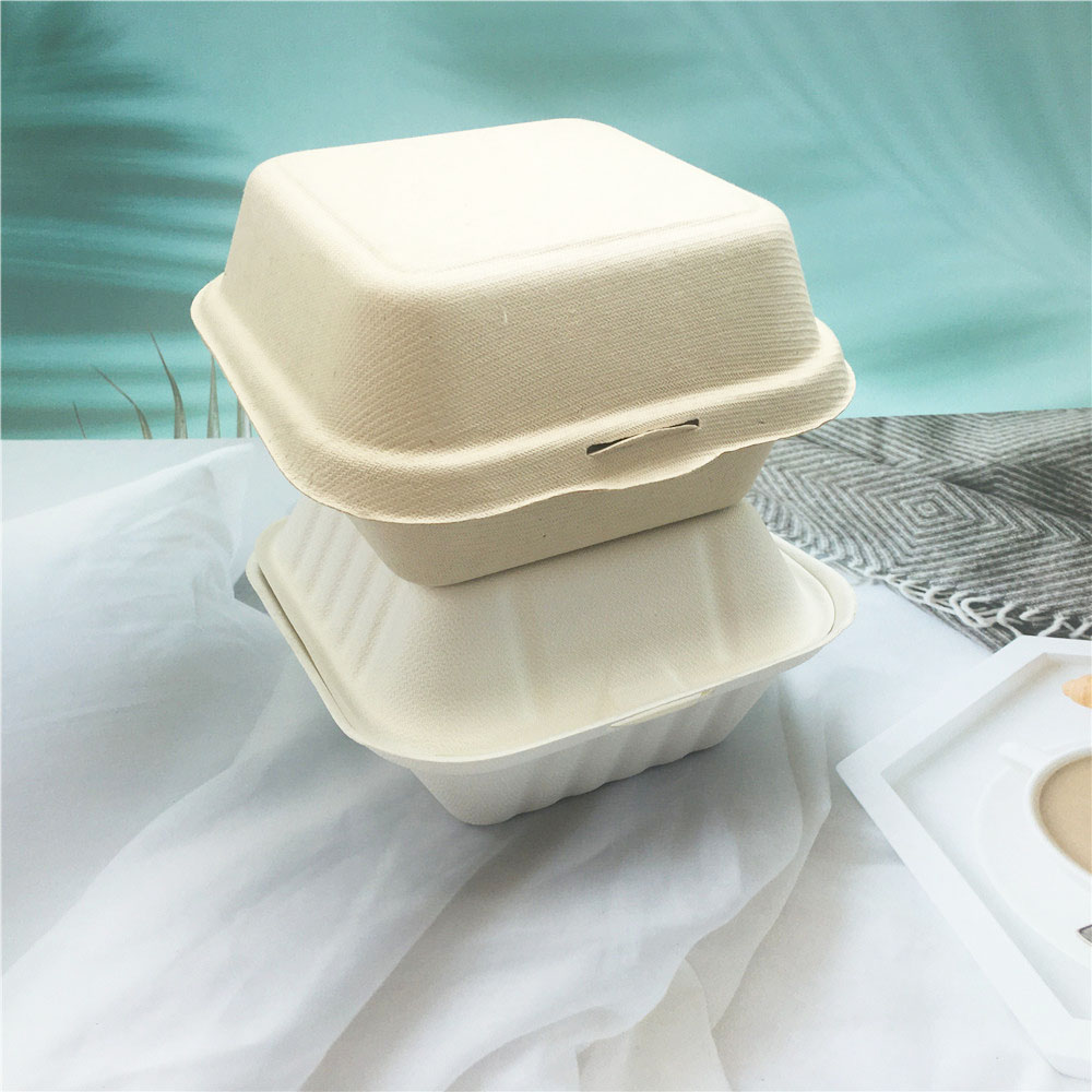 Biodegradable Disposable Sugarcane Bagasse Hamburger Box