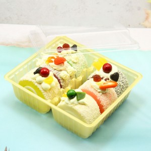 PET Plastic Clamshell Food storage Cake Container with lid