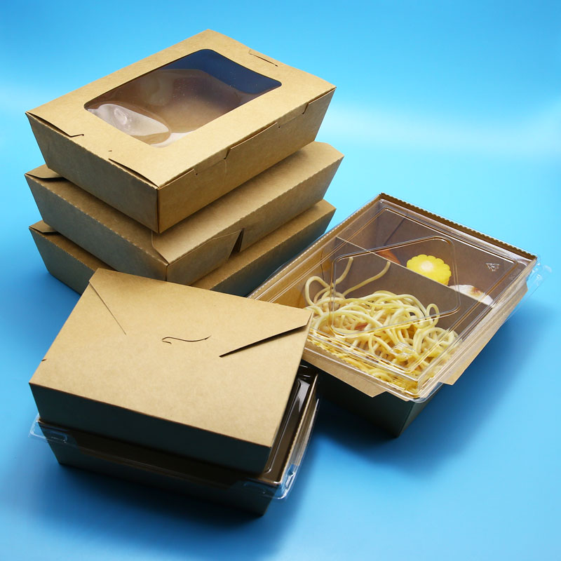 Fast Food Container Original Color Kraft Paper Container Food Take Away Kraft Package Boxes