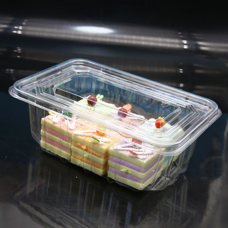 Rectangle plastic clear PET food storage for cake