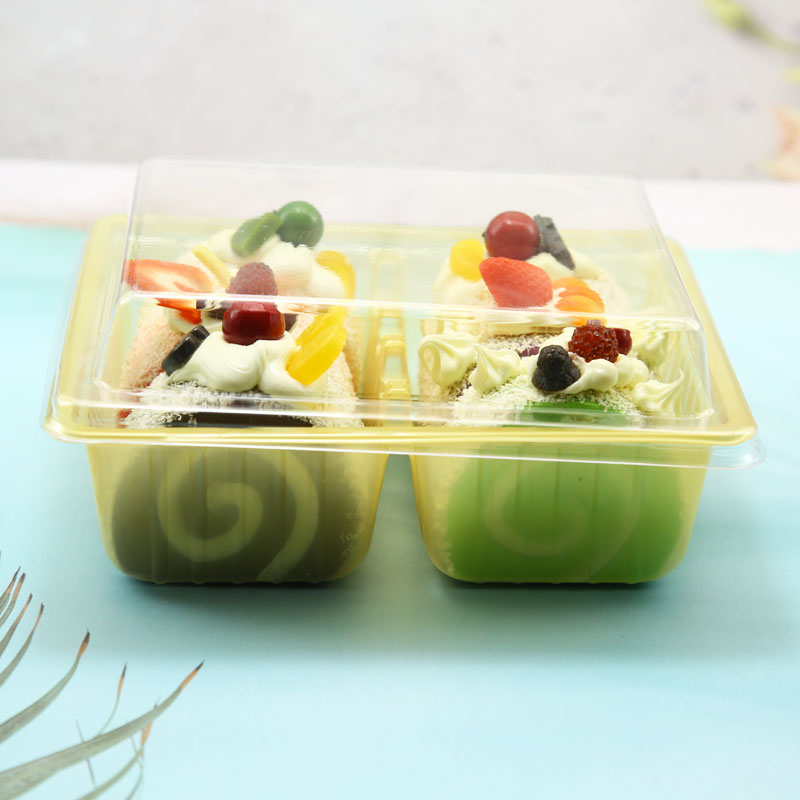 PET Plastic Clamshell Food storage Cake Container with lid