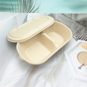 2 Compartment Biodegradable Disposable Food Container Clamshell