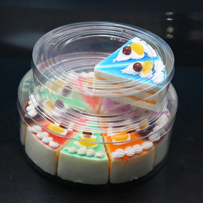 Customized plastic PET clear cake container with lid