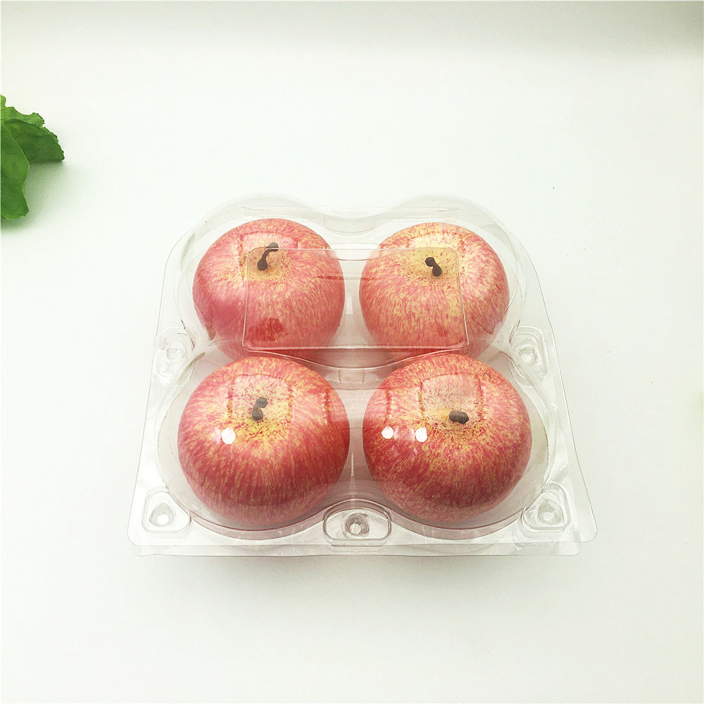 Wholesale plastic clear blister PET 4pcs apple clamshell container