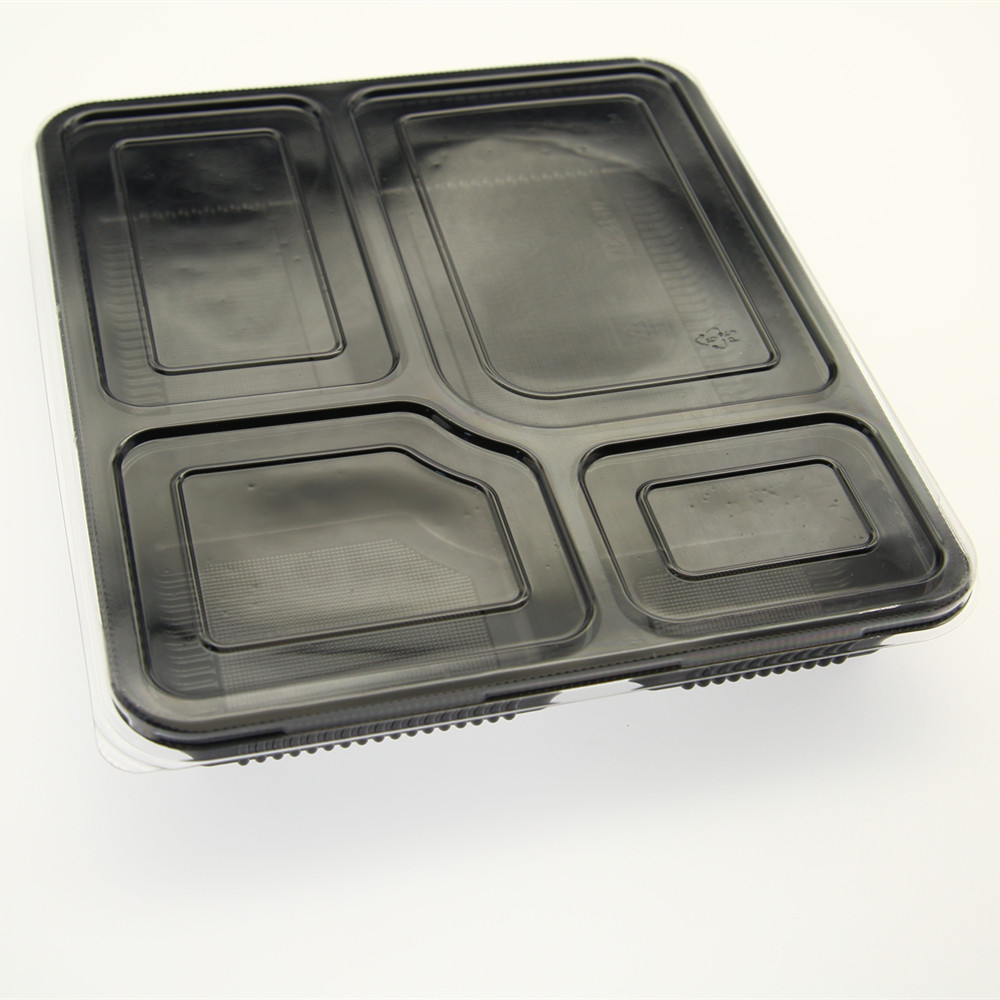 4 Compartments Plastic Takeaway PP Food Container with clear lid