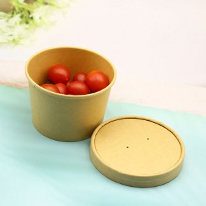 Kraft Paper Soup Bowls to Go Lunch Brown Container with Lid