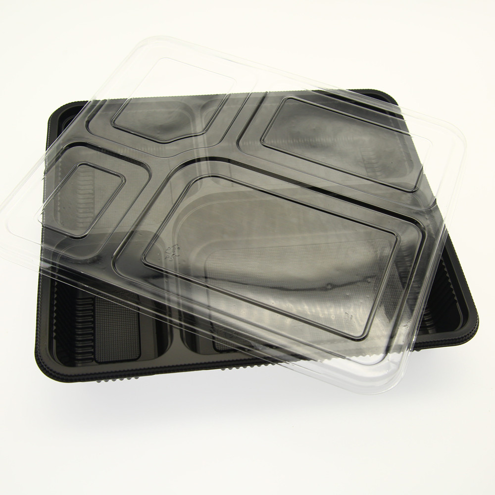 4 Compartments Plastic Takeaway PP Food Container with clear lid