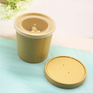 Eco-Friendly Food Packaging 26oz Kraft Paper Soup Container with Lid