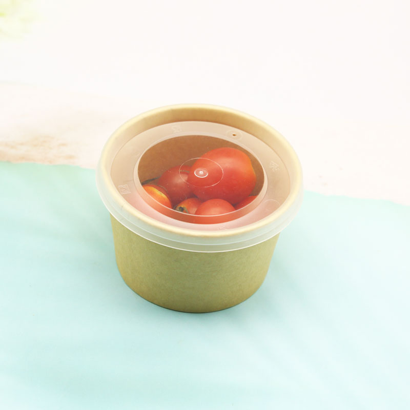 Chinese wholesale Biodegradable Clamshell Containers - Kraft Salad Hot Soup Paper Cup Bowl Container with Lids – Globalink