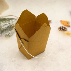 Custom printed disposable paper noodle box with handle