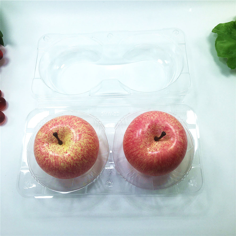 Disposable plastic PET clear fruit clamshell for apple