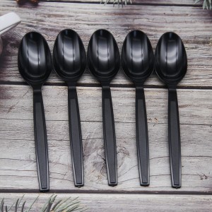 wholesale black color disposable plastic spoon fork and knife