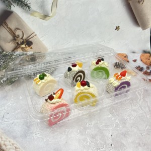 Disposable clear plastic food box for cakes