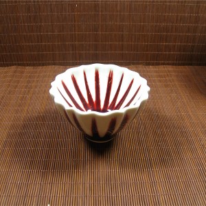 Hand Made Porcelain Tea Cups Red color Chrysanthemum design