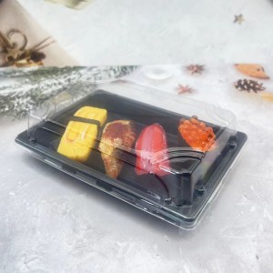 Disposable High Quality Plastic Takeaway Container Sushi Tray with Anti-Fog Lid