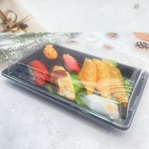 Custom Take Away Disposable PET Plastic Sushi Salad Tray with Lid