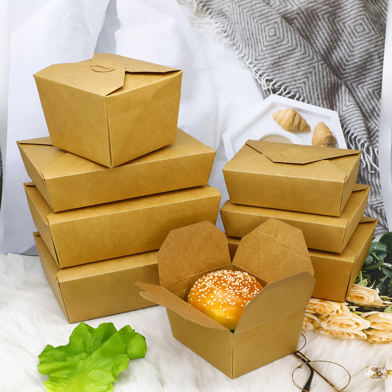 Kraft Paper Container Waterproof fast food box for hamburg Featured Image