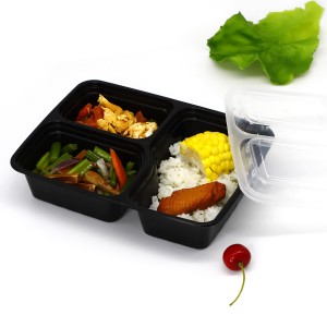 3 compartments Disposable microwave PP fast food container box