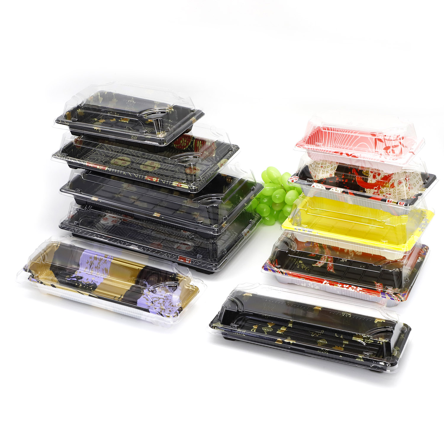 Best selling one time ps plastic square plate sushi tray with lid