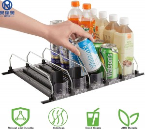 Breedte ferstelbere drankdispenser foar koelkast Glide Soda Can Organizer foar koelkast Self-Pushing Drink Organizer foar pantry