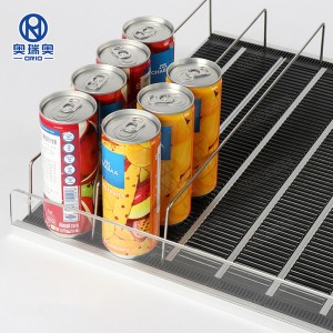 Dostosowane stojaki z przepływem grawitacyjnym Supermarket Rack Display Grawitacyjny system popychacza półek Inteligentne przesuwanie półek do lodówki