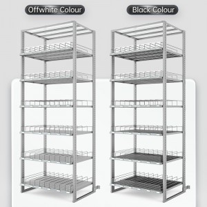 Nahiangay nga mga racks sa display sa estante alang sa sistema sa refrigerator nga adjustable roller shelf aluminum material roller shelf racks.