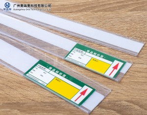 Szupermarket kiskereskedelmi műanyag PVC címke ragasztó adatcsík ártartó polcokhoz