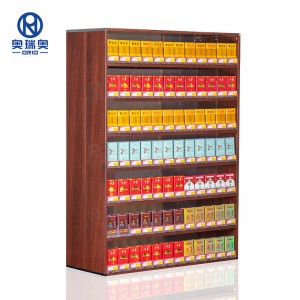 Con sistema de empuxe de resorte, estante de metal para tabaco, estantes de exhibición para cigarros de pé, armario para supermercado ou conveniencia