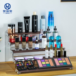 Bureau debout de supports d'affichage cosmétiques de plateau acrylique clair de maquillage