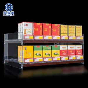 Tobacco Shelf ຄວາມອາດສາມາດຂະຫນາດໃຫຍ່ Shelves Flat Cigarette Display Rack Supermarket Countertop display case