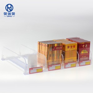 Sistema de separación de estantes transparente automático empujador de resorte forte para exhibición de tabaco empujador de estante de plástico para cigarrillos