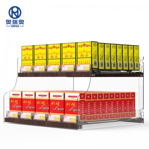 New Design Good Quality Durable tobacco shelf cigarette display case Trapezoidal Acrylic display Cabinet