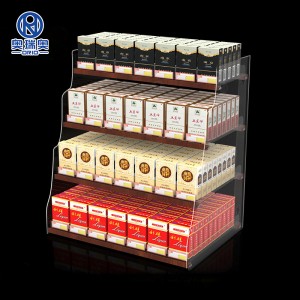 ဒီဇိုင်းအသစ် Trapezoidal Cigarette Shelves ဆေးရွက်ကြီးပြကွက်များကို လက်လီရောင်းချခြင်း သို့မဟုတ် မီးခိုးပြခန်းအတွက် ကျယ်ကျယ်ပြန့်ပြန့်အသုံးပြုသည့် အရွယ်အစားအမျိုးမျိုး၊