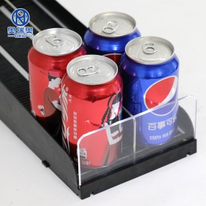 Супермаркетийн удаан эдэлгээтэй ундааны өнхрөх тавиур дэлгэцийн хайрцаг ундааны шил Түлхэгч зохион байгуулагч ба хүчтэй холхивчтой булны тавиур