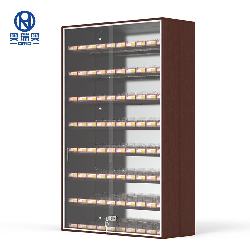 China wholesale Cigarette Display Cabinet - Different Size Strong Tobacco Aluminium cigarettes display cabinet with pusher tobacco shelf with door – ORIO