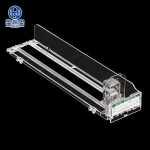 Spring loaded Plastic Shelf pusher system supermarket or grocery store cigarette pusher and dividers