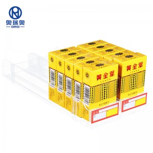 Spring loaded Plastic Shelf pusher system supermarket or grocery store cigarette pusher and dividers