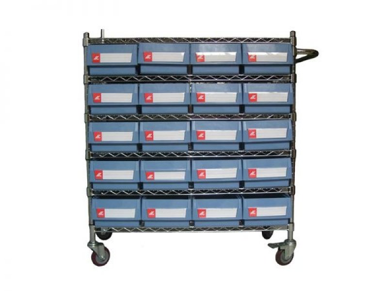 Europe style for Industrial Storage Bins - Wire Shelving Trolley With Shelf Bins WST23-6M – Guanyu