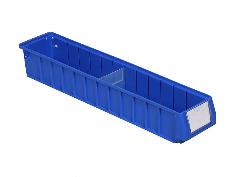 Warehouse small parts storage bins with dividers