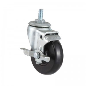 Dustbin Rubber Caster Factories Industrial Wheels Stem Type With Brake
