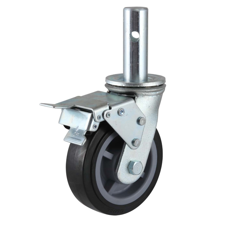 2022 Latest Design V Grooved Wheels - Caster Solid stem type W/Dual Brake PU Wheels(Zinc-plating) – GLOBE