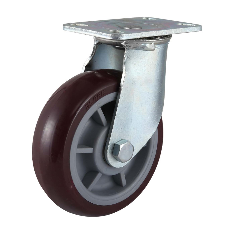 High definition Rubber Wheel - 8 inch Top plate Swivel/Rigid/Dual Brake PU Industrial Caster Wheel (Zinc-plating) – GLOBE