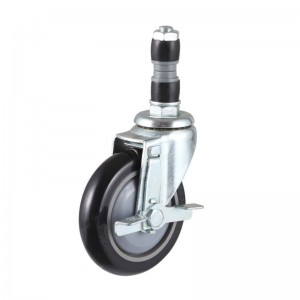 Stem Swivel with Dual Brake PU Caster With Expanding Adapter