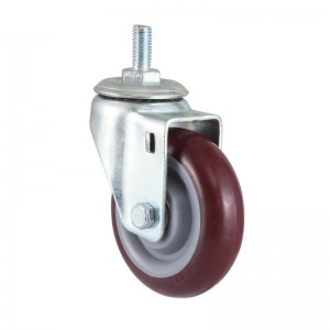 125mm Cheap Medium Duty Swivel Red PU Industrial Castor Suppliers with Metal Side Brake