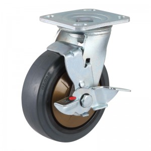 Heavy Duty Double Ball Bearing Rubber Caster Wheel With Swivel/Rigid/Brake Type(Zinc-plating)