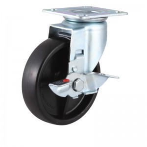 Industrial Caster Black PP Wheel China Factories With Nylon Brake